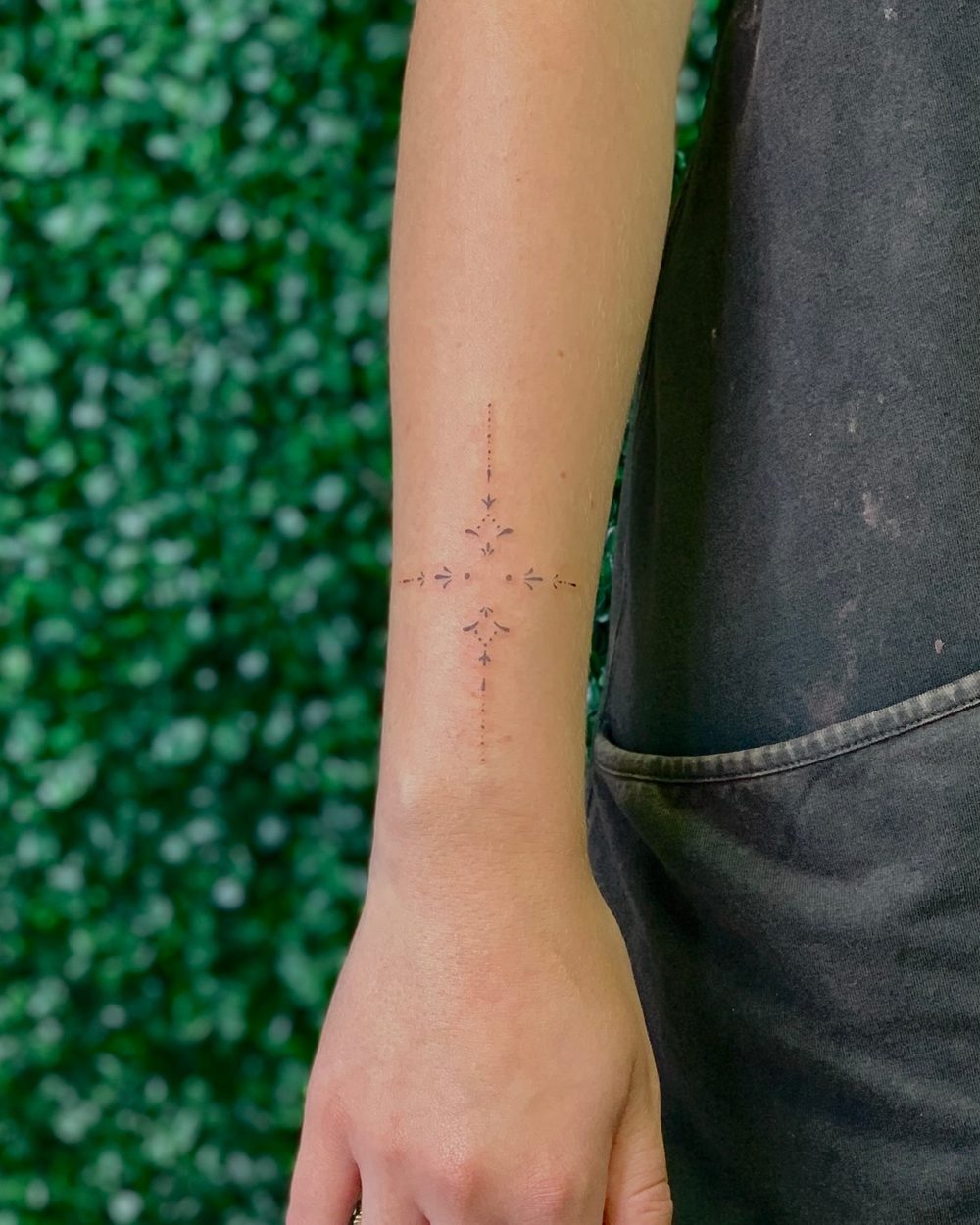 Delicate ornamental fine line on the wrist